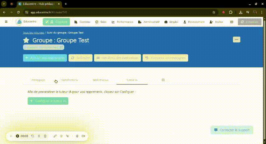 Alimenter le Tuteur IA avec des questions